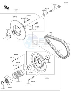 MULE SX KAF400JJF EU drawing Driven Converter/Drive Belt