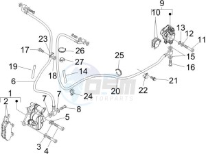 GTS 250 USA drawing Brakes pipes - Calipers