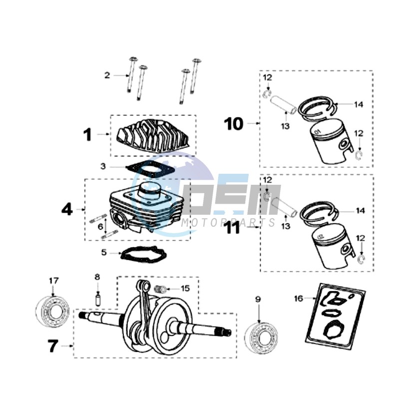 CRANKSHAFT AND CYLINDER PULSAIR