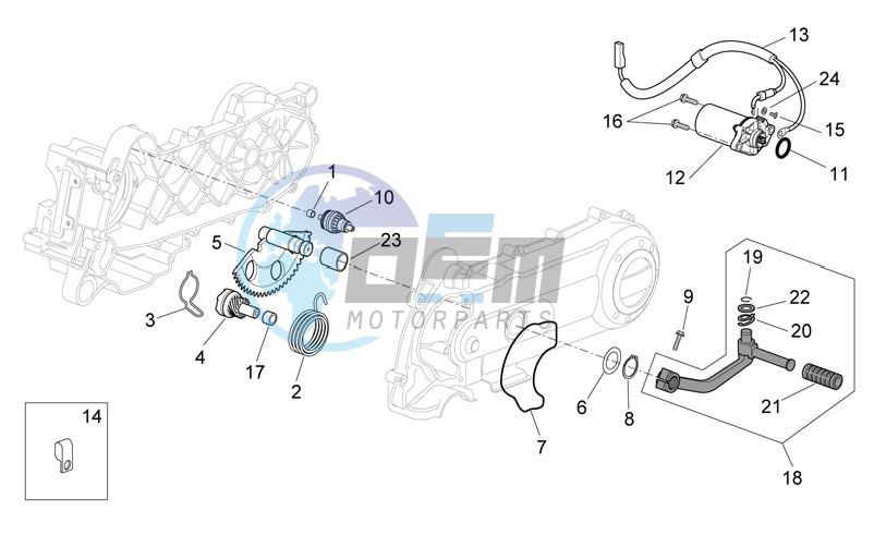 Kick-start gear - starter motor