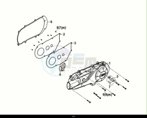 SYMPHONY S 125 (XF12W1-EU) (E5) (M1) drawing L. CRANK CASE COVER