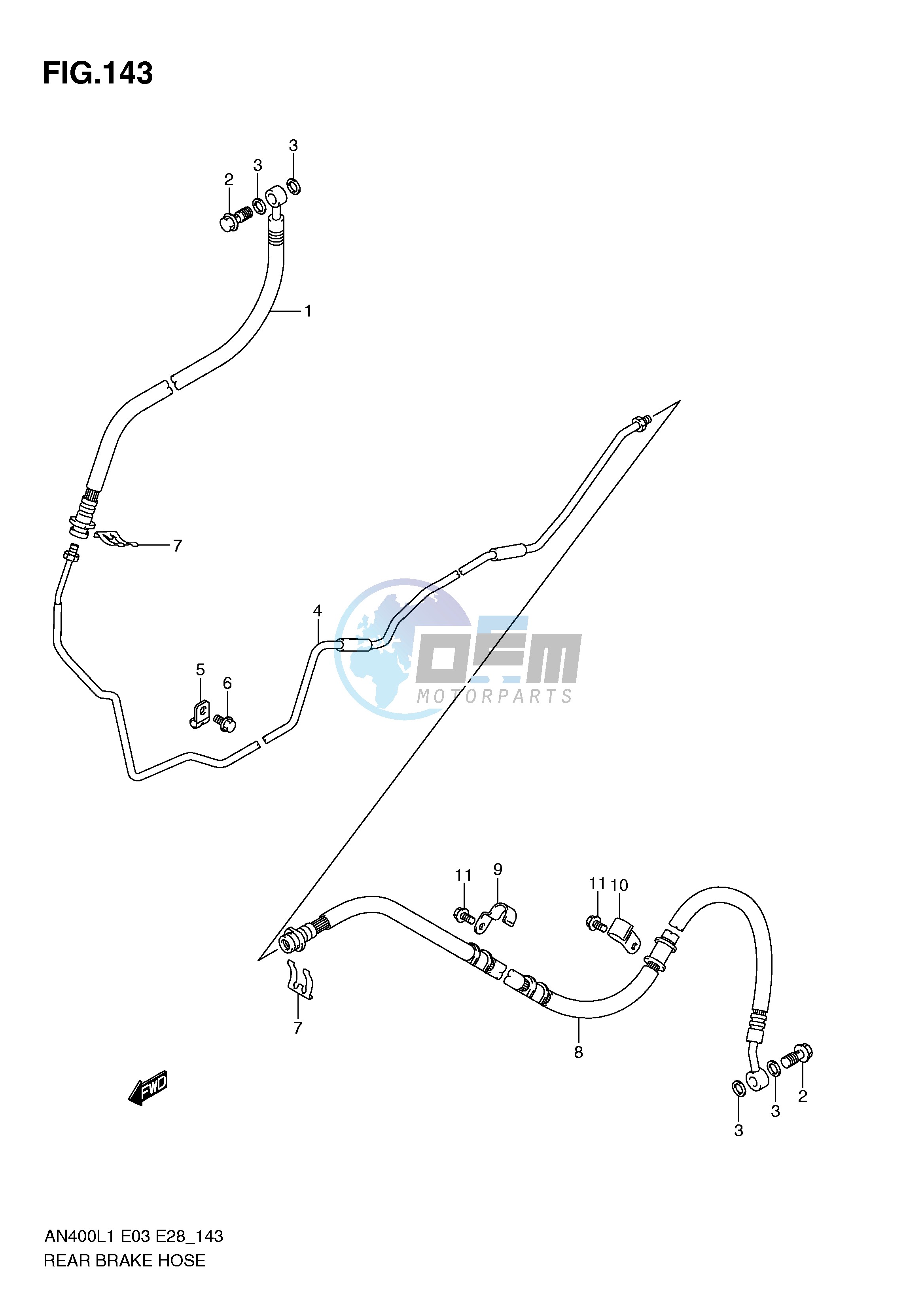 REAR BRAKE HOSE (AN400L1 E3)