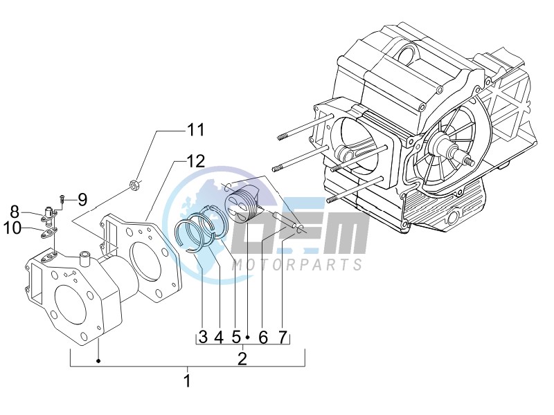 Cylinder-piston-wrist pin unit