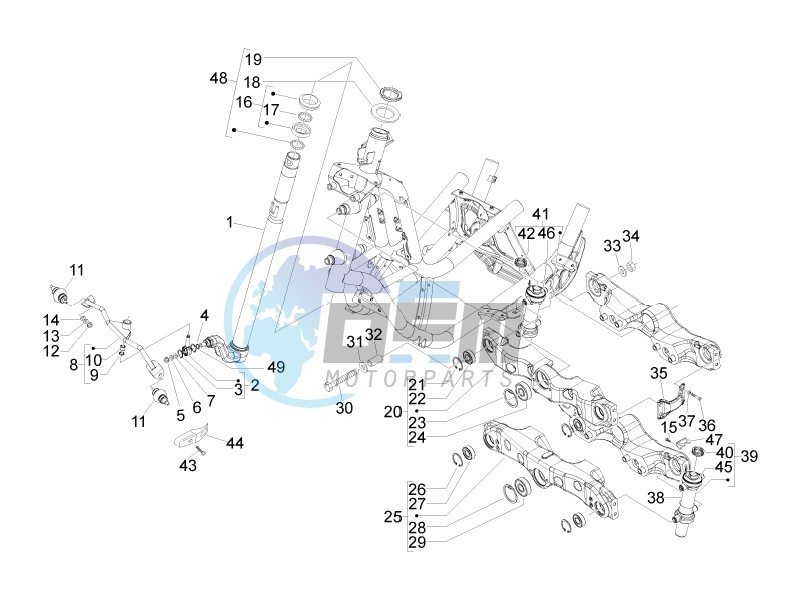 Fork steering tube - Steering bearing unit