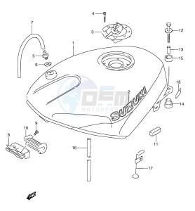 RGV250 (E24) drawing FUEL TANK (MODEL P R T)