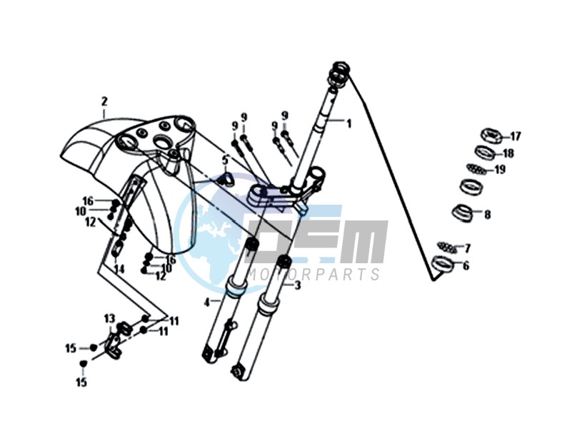 FRONT FORK / FRONT MUDGUARD / BALHOOFD.