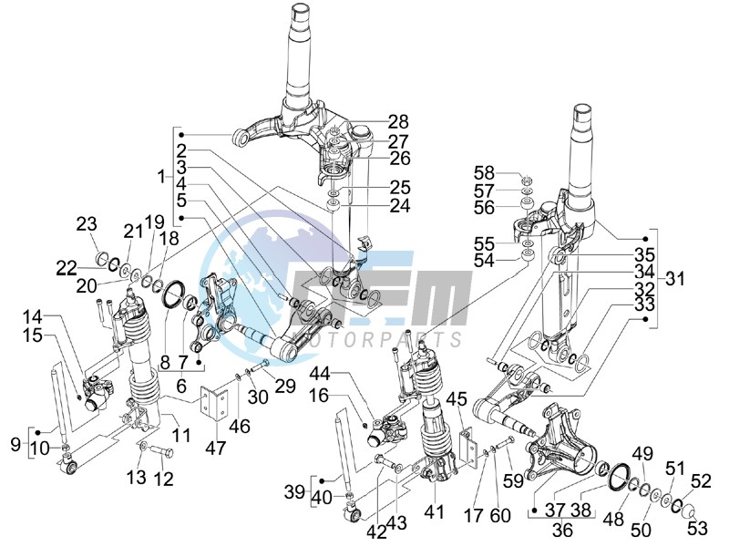 Front fork components (Mingxing)