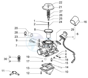 Granturismo 200 L drawing Carburettor component parts