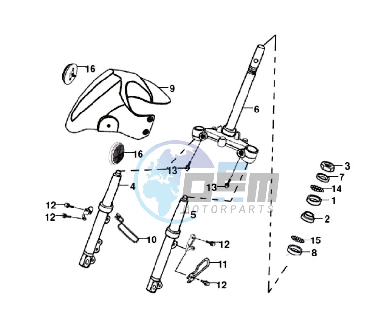 Front fork steering stem-front cushion