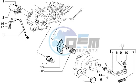 Starting motor-starter lever