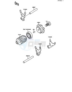 KX 125 G [KX125] (G1) [KX125] drawing GEAR CHANGE DRUM_SHIFT FORK-- S- -