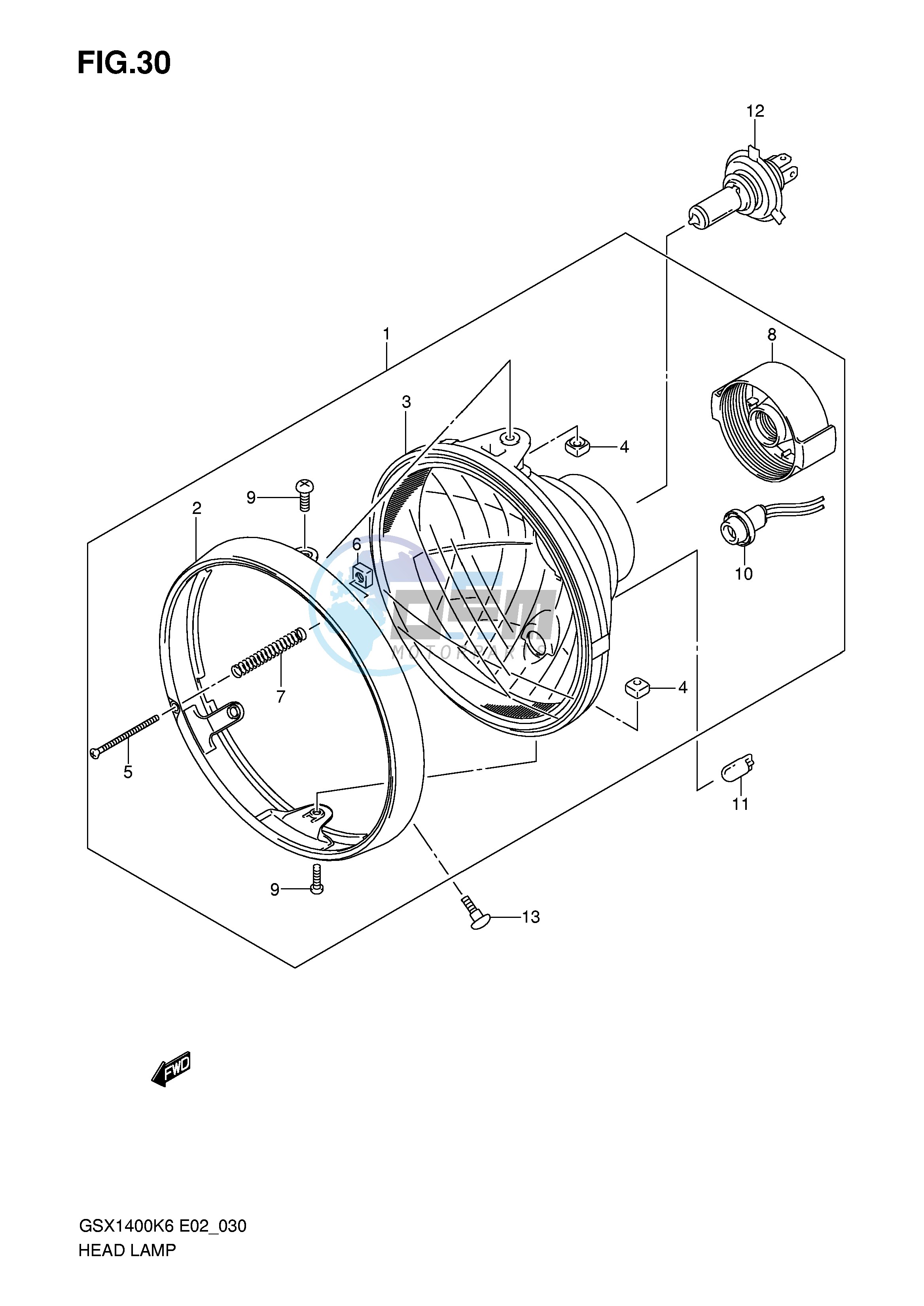 HEADLAMP ASSY (GSX1400K6 K7 UK6 E2,E19)