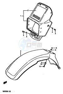 DR600R (E2) drawing FRONT FENDER (MODEL G)