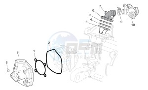 SR 50 H2O new ie AND carb. drawing Cylinder head - Throttle body