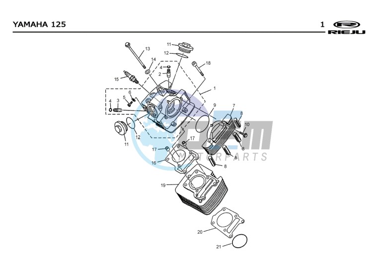 CYLINDER HEAD - CYLINDER  Yamaha 125 4t Euro 2