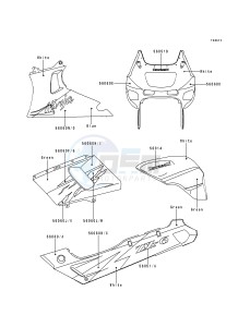 ZX 600 E [NINJA ZX-6] (E1-E3) [NINJA ZX-6] drawing DECALS-- GREEN_WHITE- --- ZX600-E2_E3- -