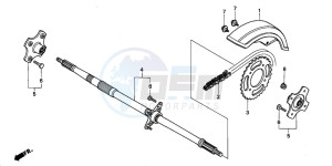 TRX90 drawing REAR WHEEL AXLE