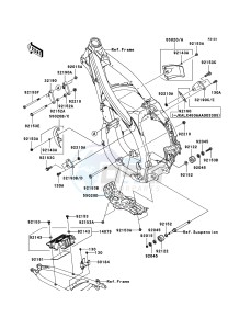 KLX450R KLX450A9F EU drawing Frame Fittings