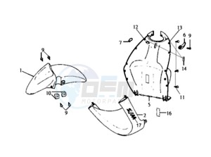 RED DEVIL 50 L6 drawing LEG INNER SHIELD /  FRONT FENDER