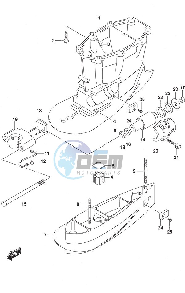 Drive Shaft Housing w/Transom (X) & (XX)