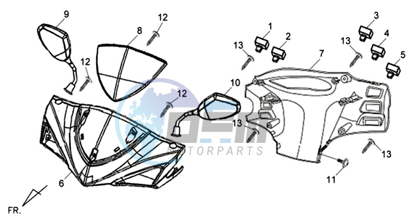 HEAD LIGHT COVER / SPEEDOMETER COWL / MIRRORS