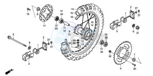 CR80R drawing REAR WHEEL (CR80RN/RP/RR)