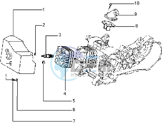 Cylinder head - Cooling hood - Inlet and induction pipe