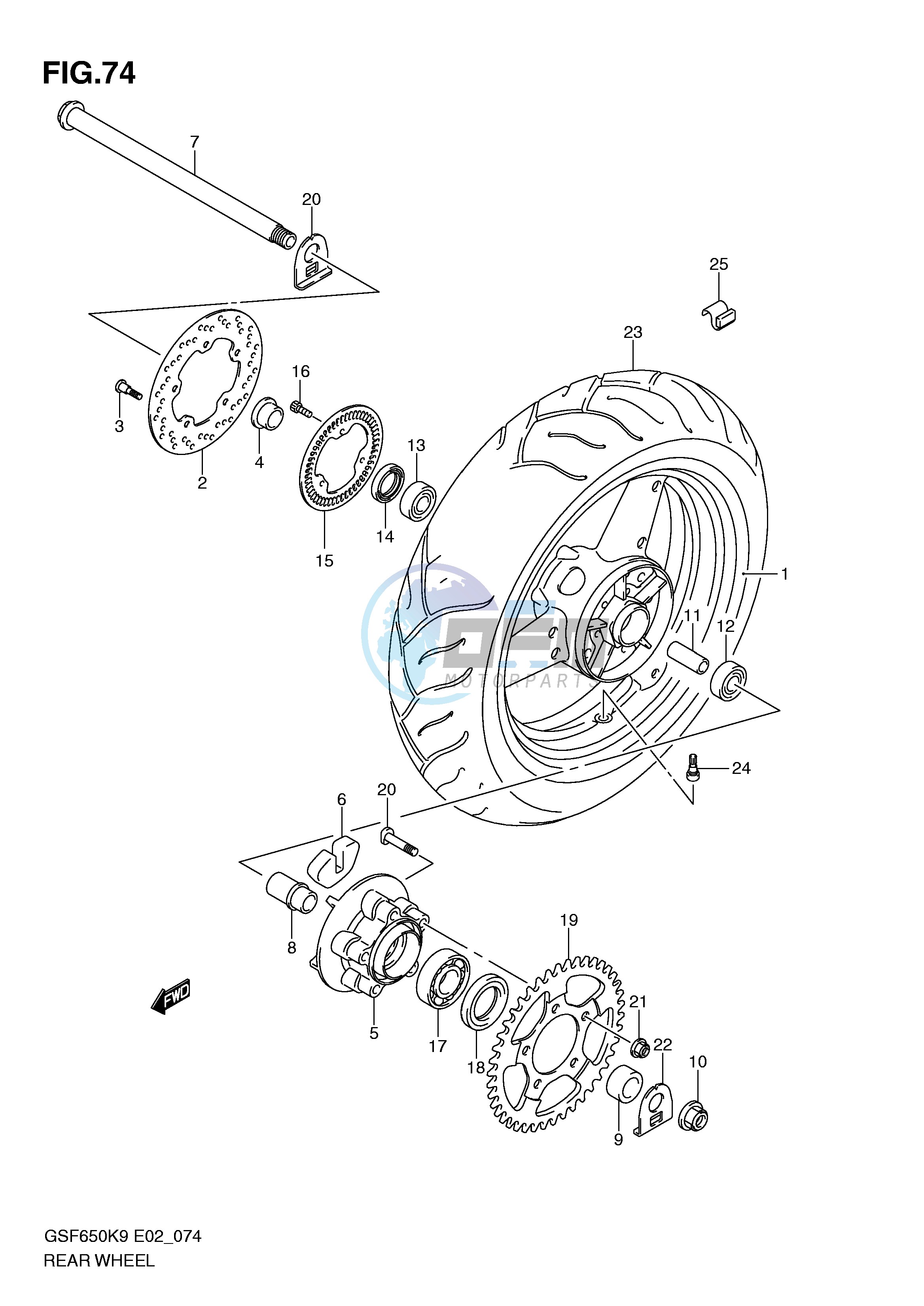 REAR WHEEL (GSF650AK9 SAK9 UAK9 SUAK9 AL0 SAL0 UAL0 SUAL0)