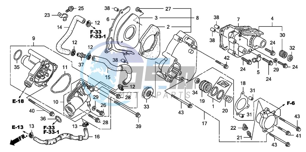 LEFT REAR COVER/WATER PUM P