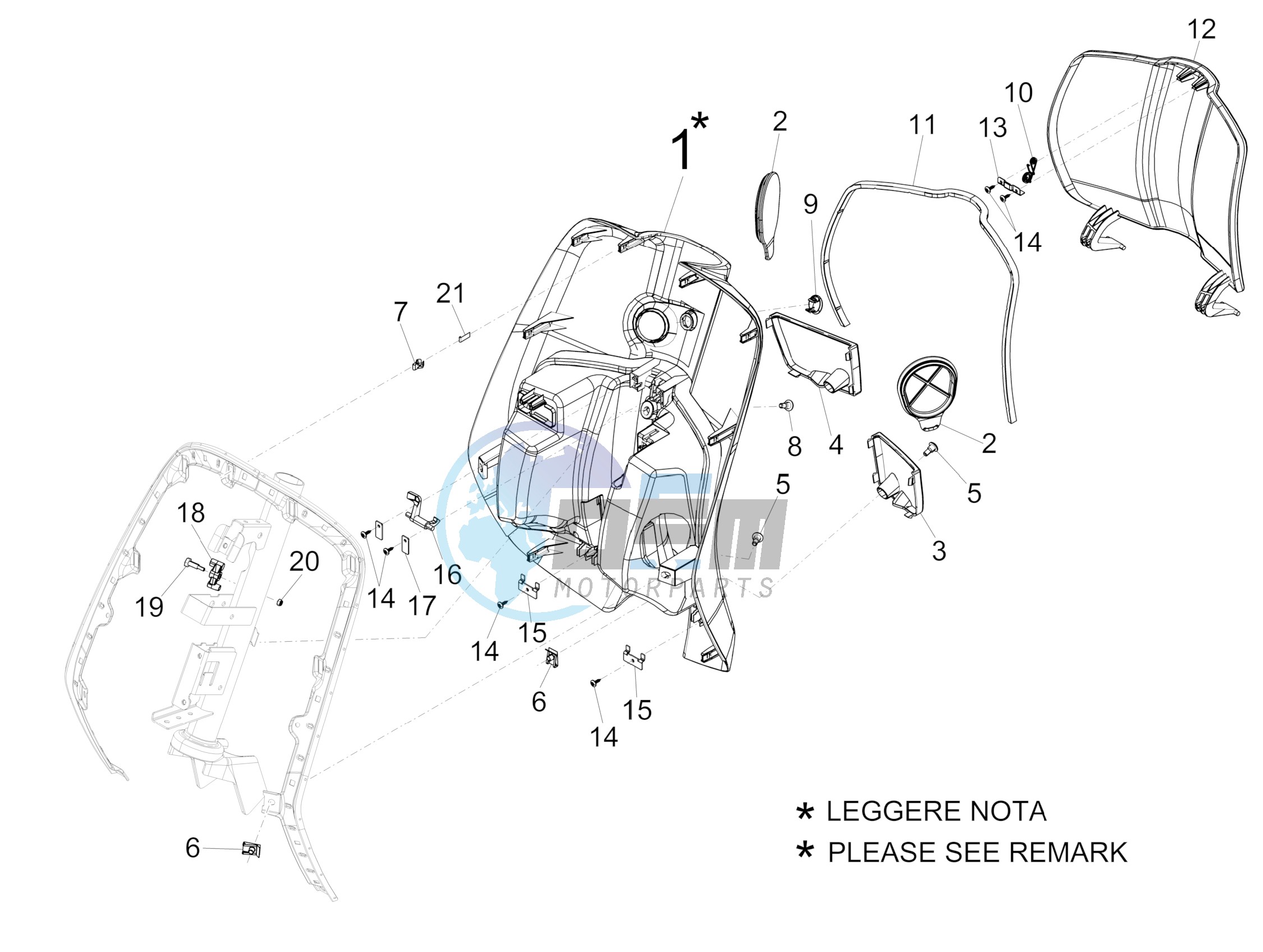 Front glove-box - Knee-guard panel