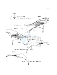 KVF 750 B (BRUTE FORCE 750 4X4I) (B6F-B7FA) A6F drawing DECALS-- GREEN- --- A6F- -