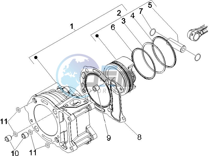 Cylinder - piston - wrist pin unit