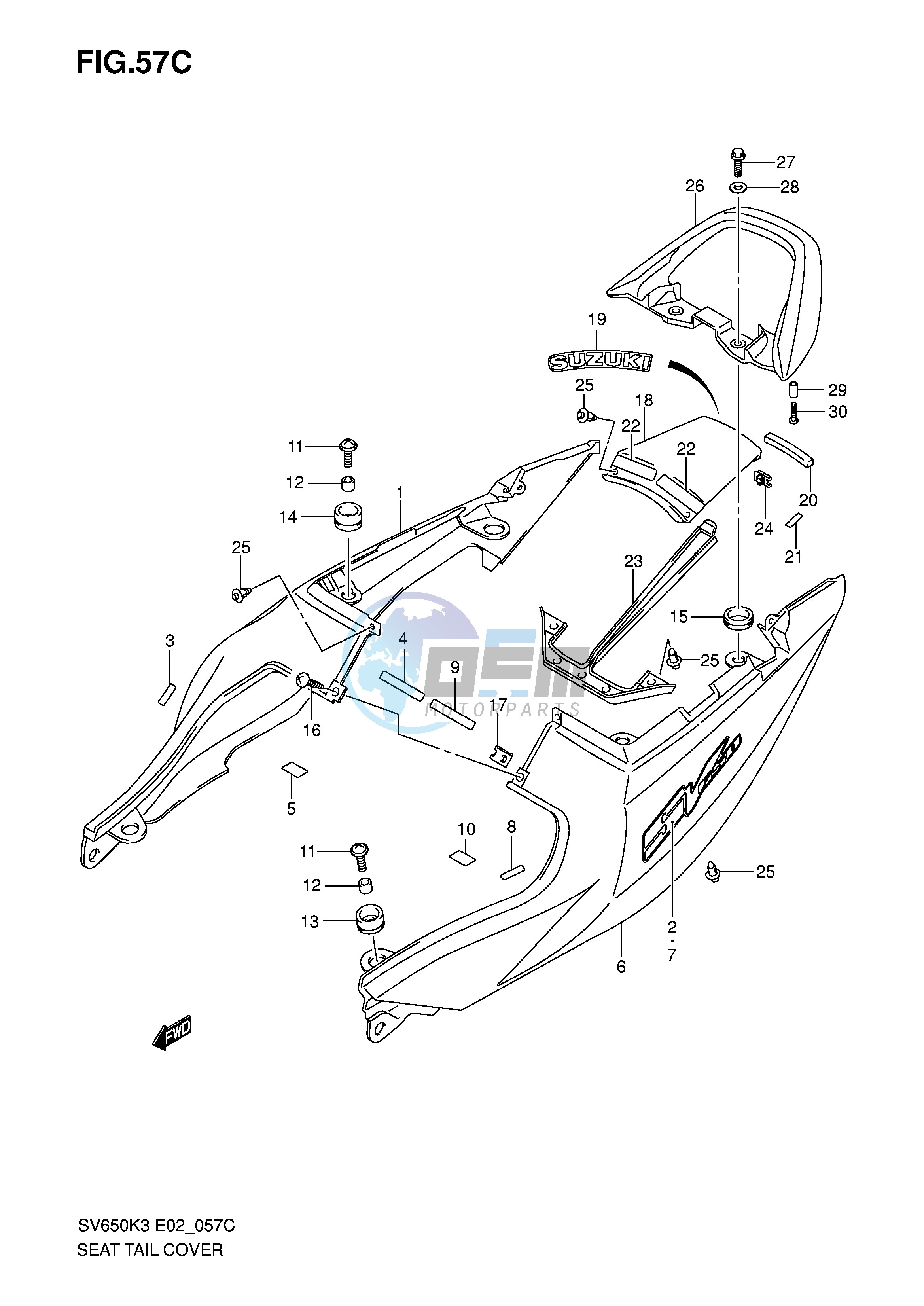 SEAT TAIL COVER (SV650K5 UK5)