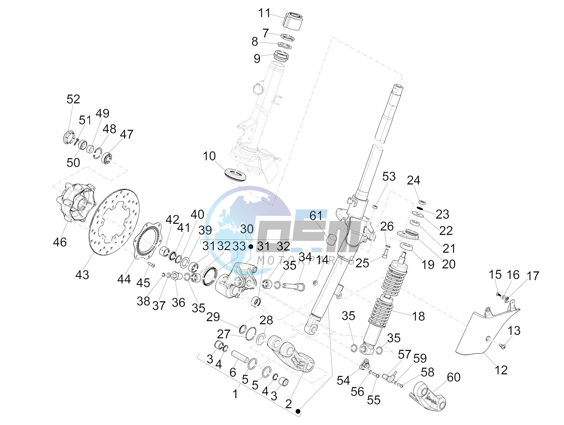 Fork/steering tube - Steering bearing unit