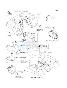 KVF 650 D ([BRUTE FORCE 650 4X4] (D6F-D9F) D7F drawing LABELS