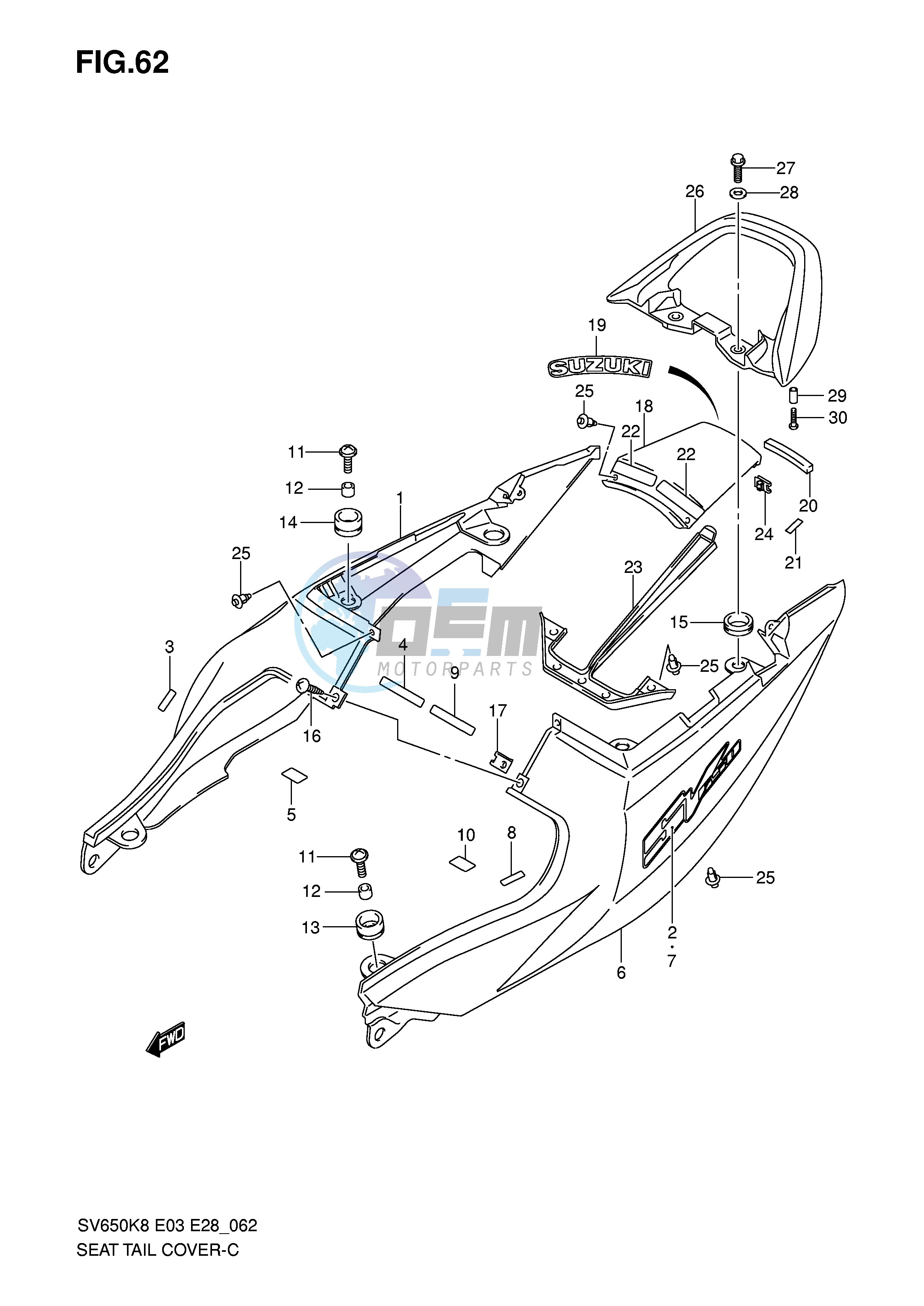 SEAT TAIL COVER (SV650K8 AK8)