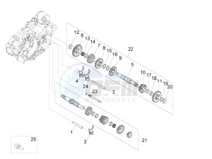 RS4 125 4T drawing Gear box - Gear assembly