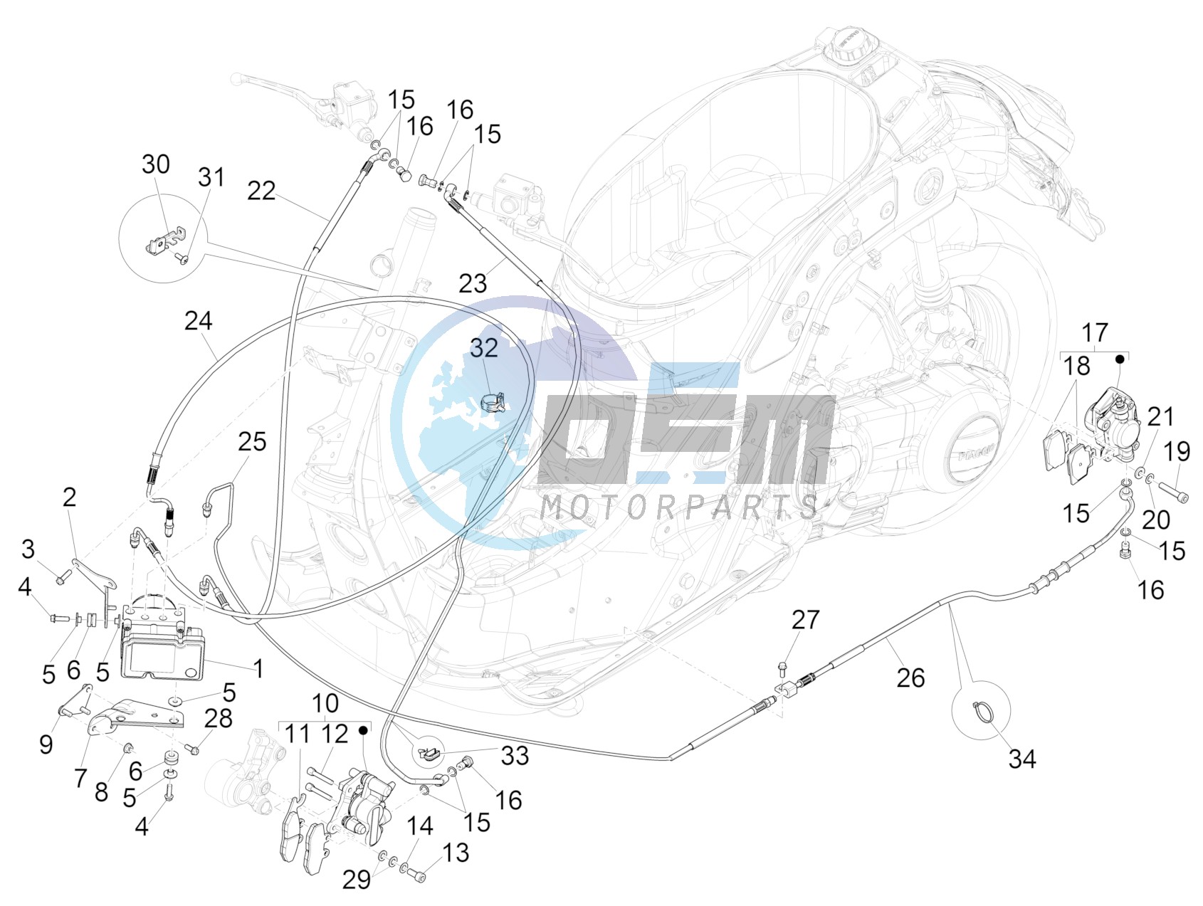 Brakes pipes - Calipers (ABS)