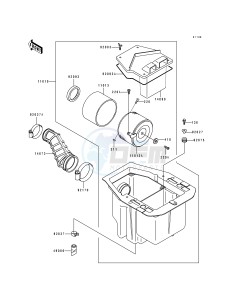 KLF 400 B [BAYOU 400 4X4] (B1-B3) [BAYOU 400 4X4] drawing AIR CLEANER