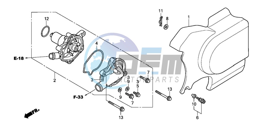 WATER PUMP/LEFT REAR COVE R