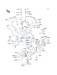 KVF 650 B [PRAIRIE 650 4X4 ADVANTAGE CLASSIC] (B1) [PRAIRIE 650 4X4 ADVANTAGE CLASSIC] drawing FRONT FENDER-- S- -