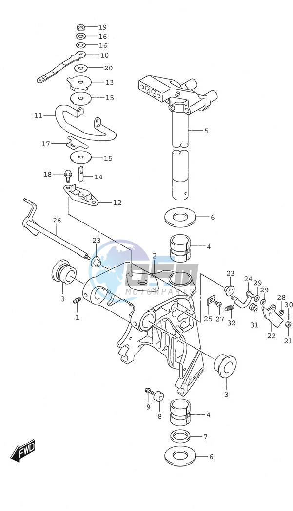 Swivel Bracket Tiller Handle w/Power Tilt