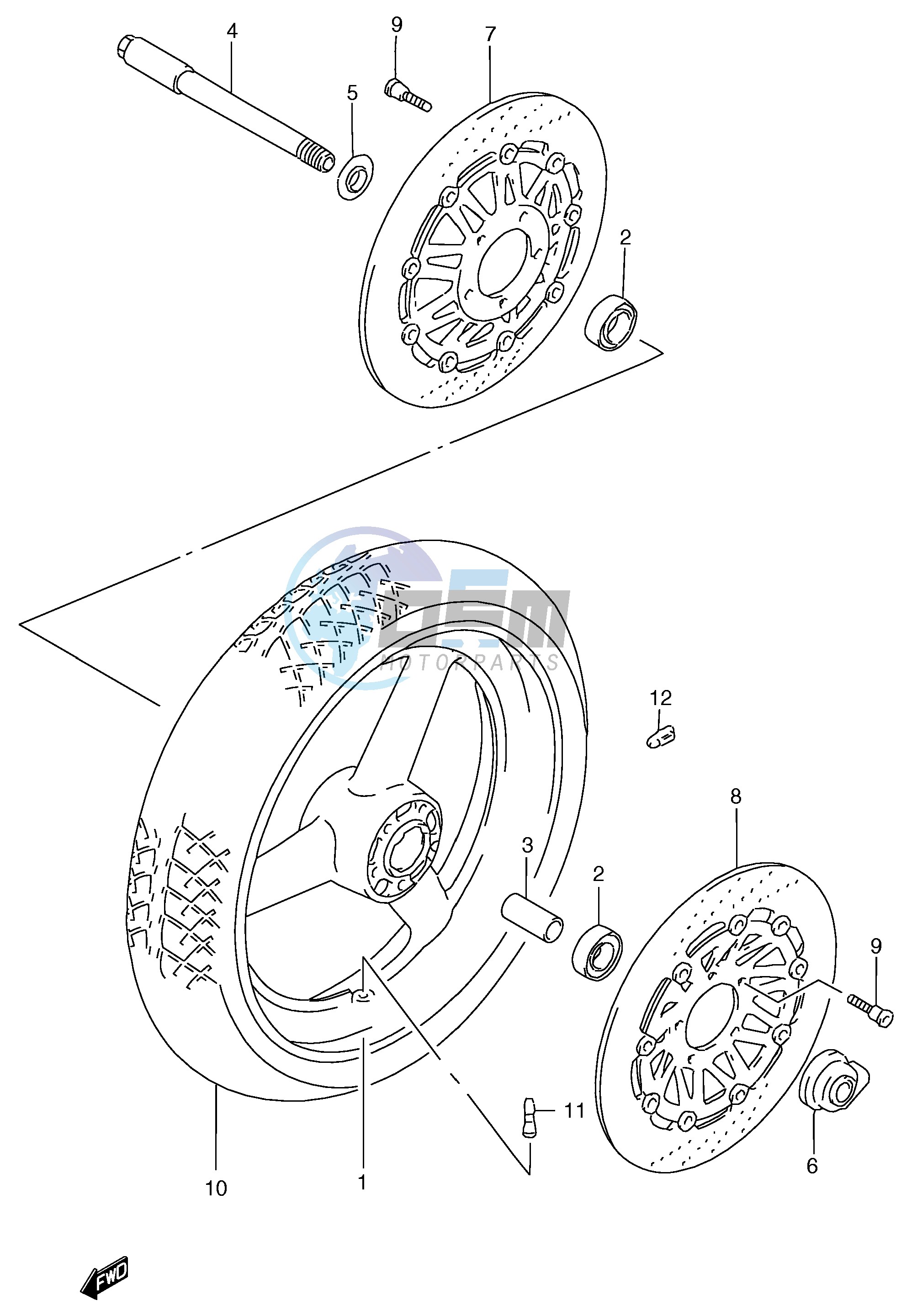 FRONT WHEEL (GSF1200T V W X Y ST SV SW SX SY)