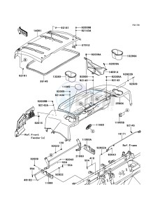 MULE 4010 DIESEL 4x4 KAF950F9F EU drawing Fenders