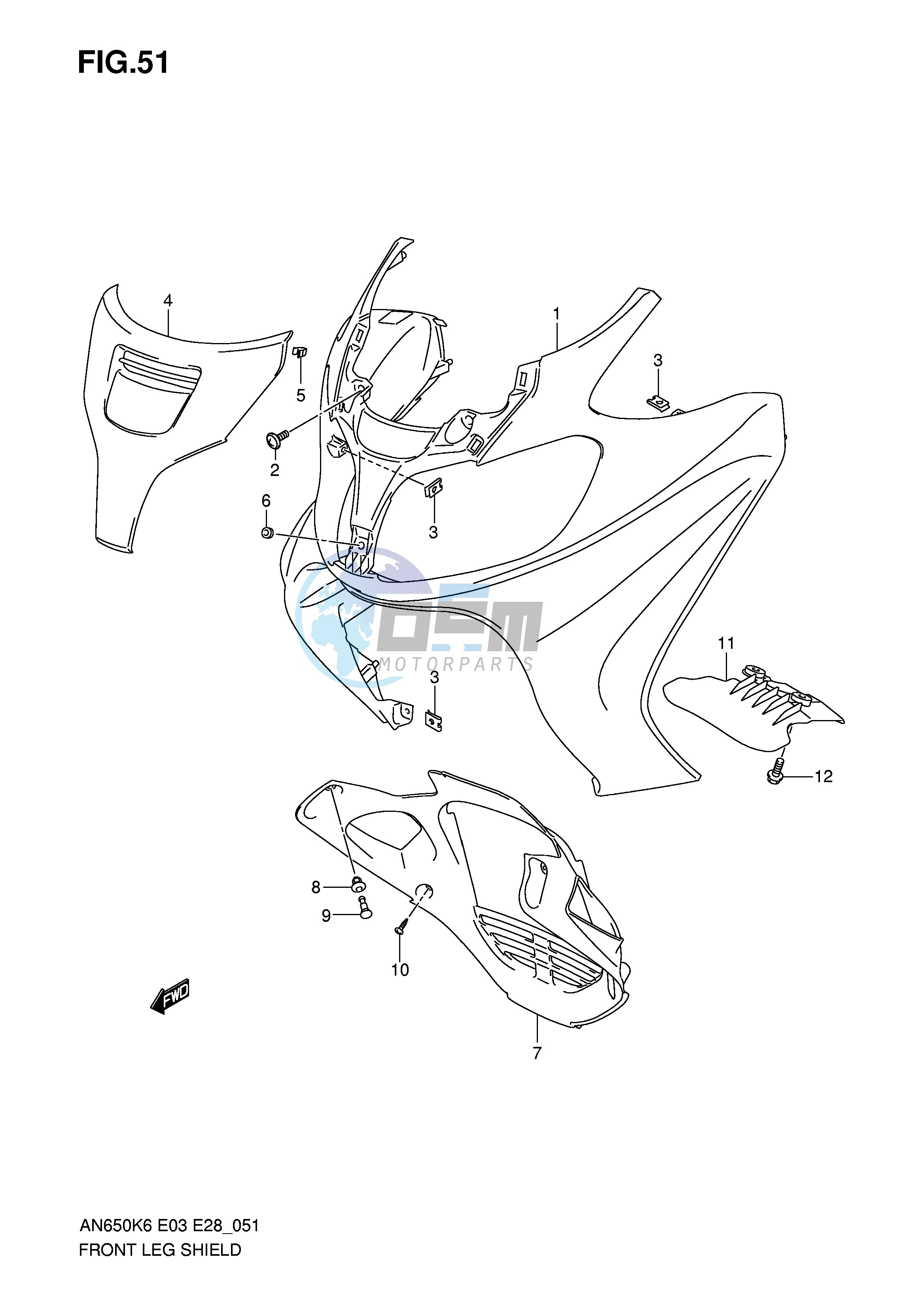 FRONT LEG SHIELD (AN650K6 K7)