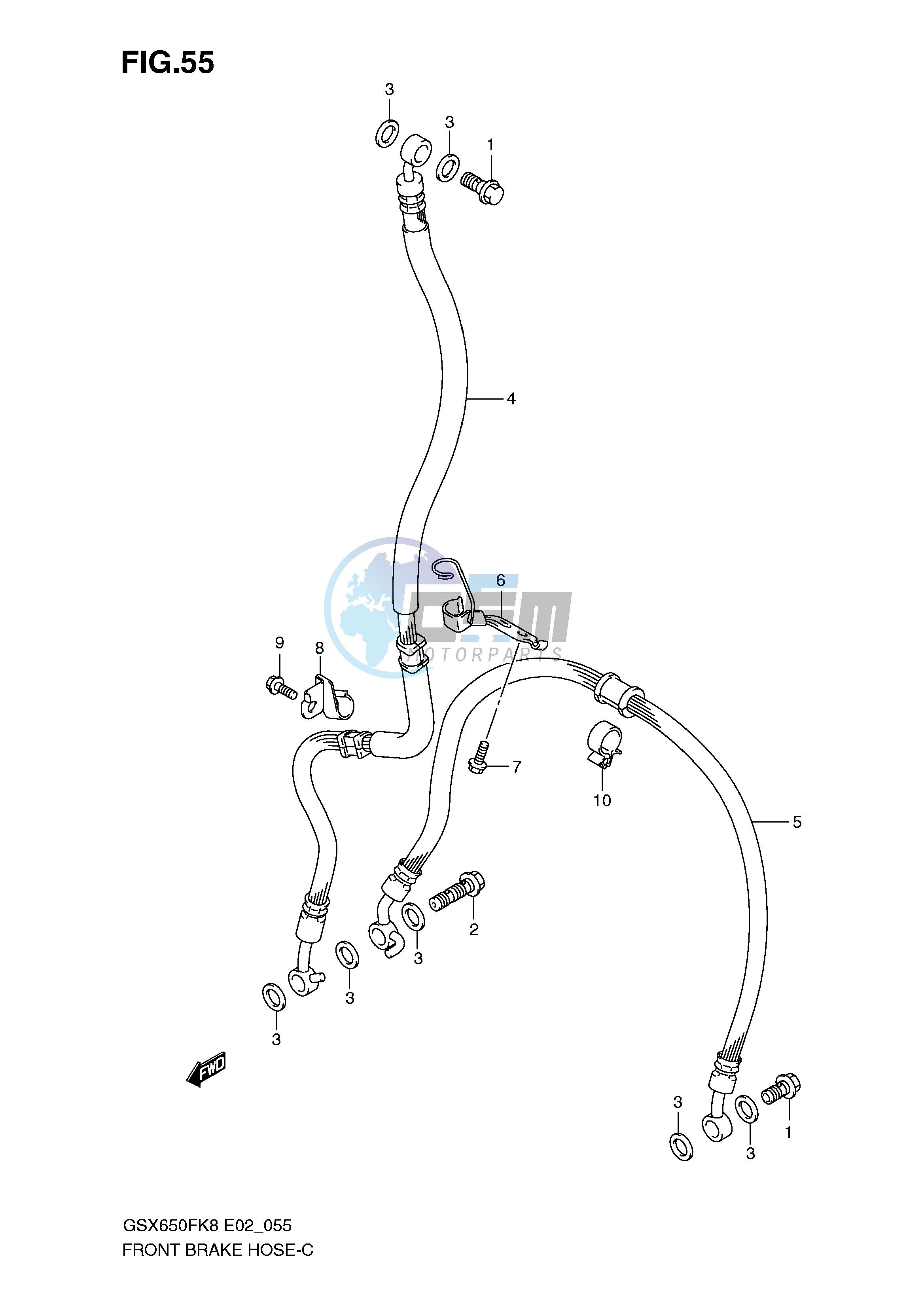 FRONT BRAKE HOSE (GSX650FK8 FUK8 FK9 FUK9 FL0 FUL0)