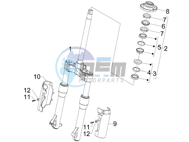 Fork steering tube - Steering bearing unit