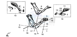 GTS 300i ABS drawing UP HANDLE COVER - R-L MIRROR SET