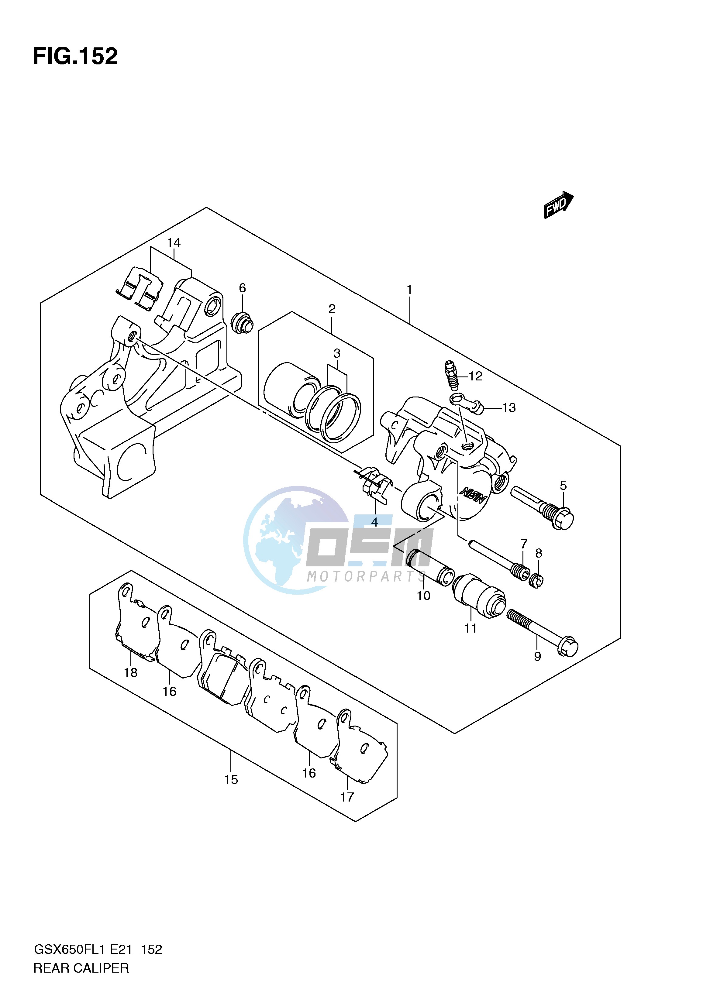 REAR CALIPER (GSX650FL1 E21)