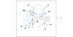 PES125R9 France - (F / CMF STC 2F) drawing WINDSHIELD EXCL KNUCKLE GUARDS